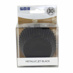 30 pirottini per cupcake neri metallizzati