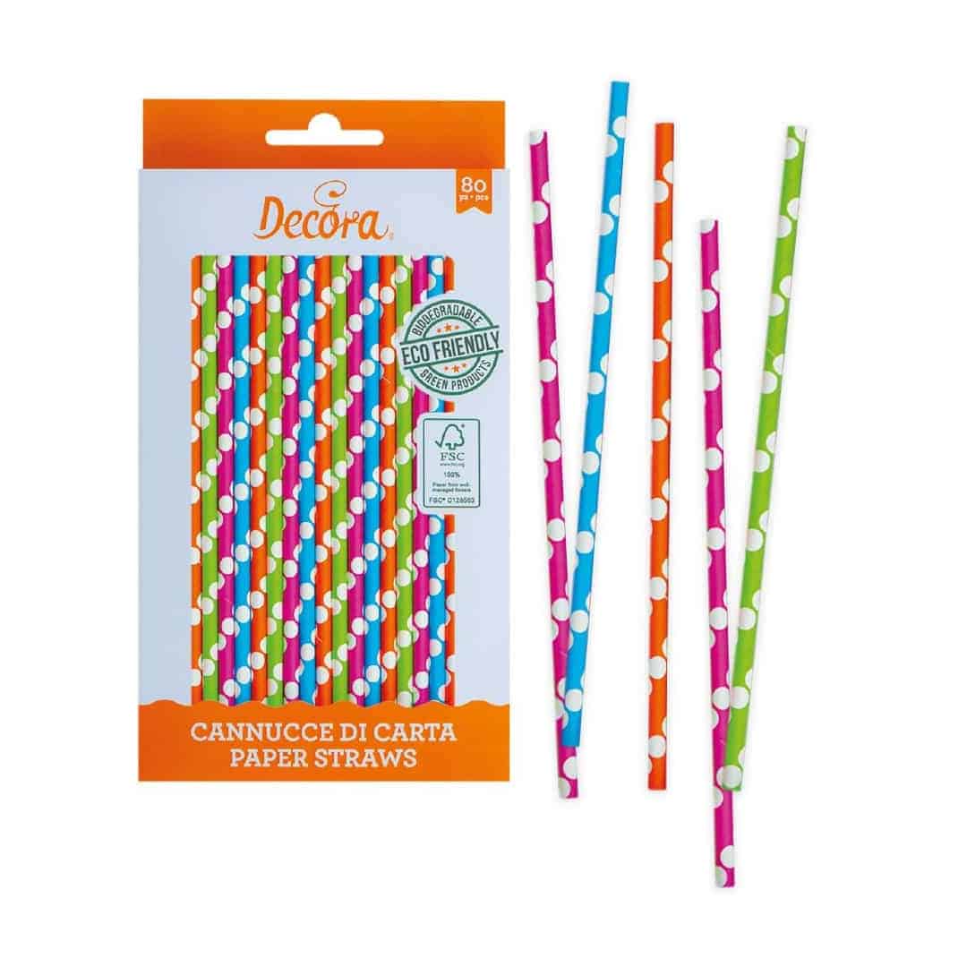 80 bastoncini di cannucce di carta multicolore