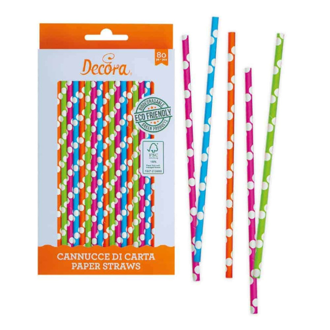 80 bastoncini di cannucce di carta multicolore