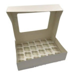 Scatola per 24 mini cupcakes bianchi con inserto