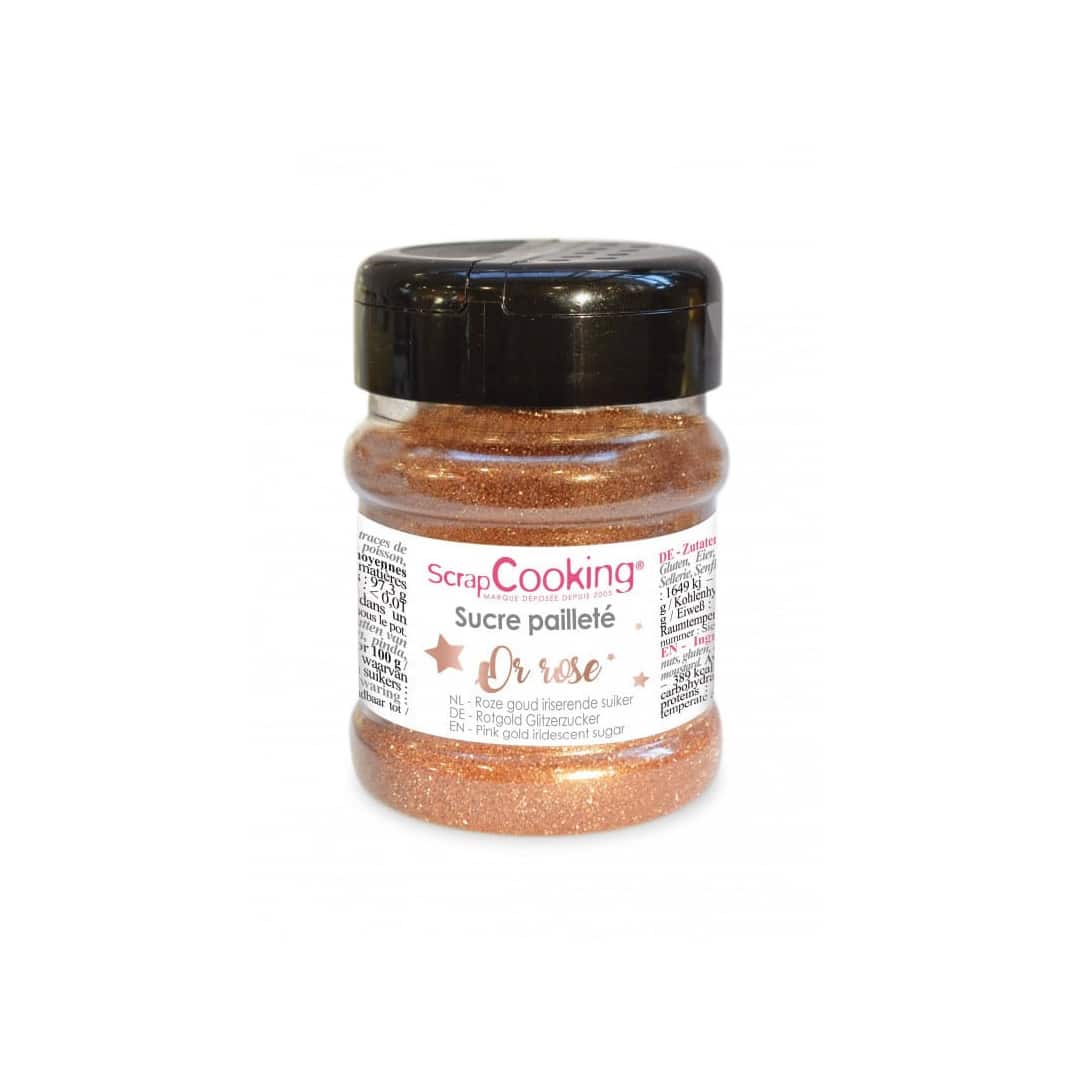 Barattolo di zucchero glitterato dorato 160 g