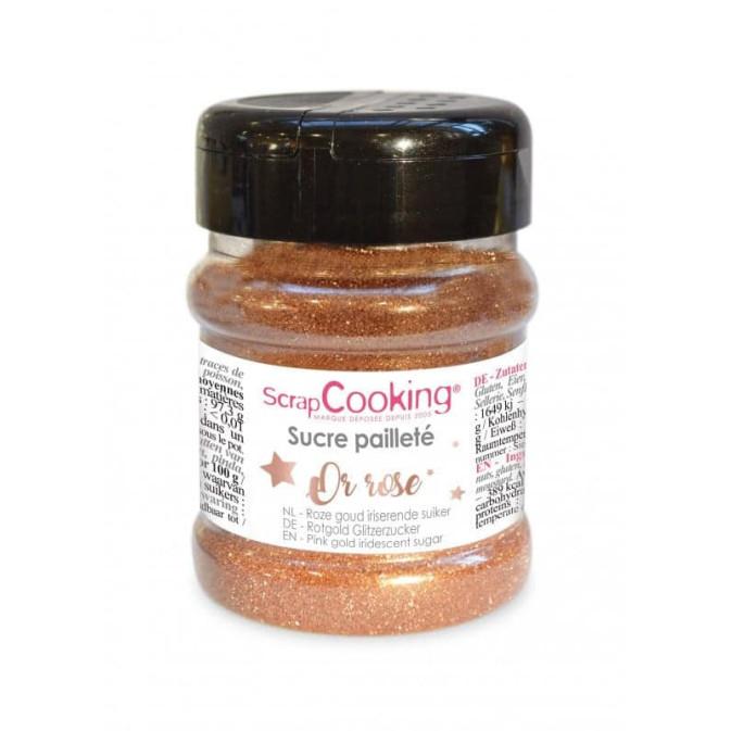 Barattolo di zucchero glitterato dorato 160 g