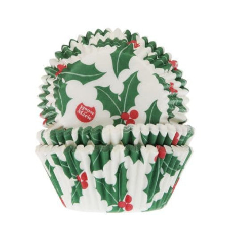 50 pirottini-per-cupcake-natalizi-con-decorazioni-agrifoglio