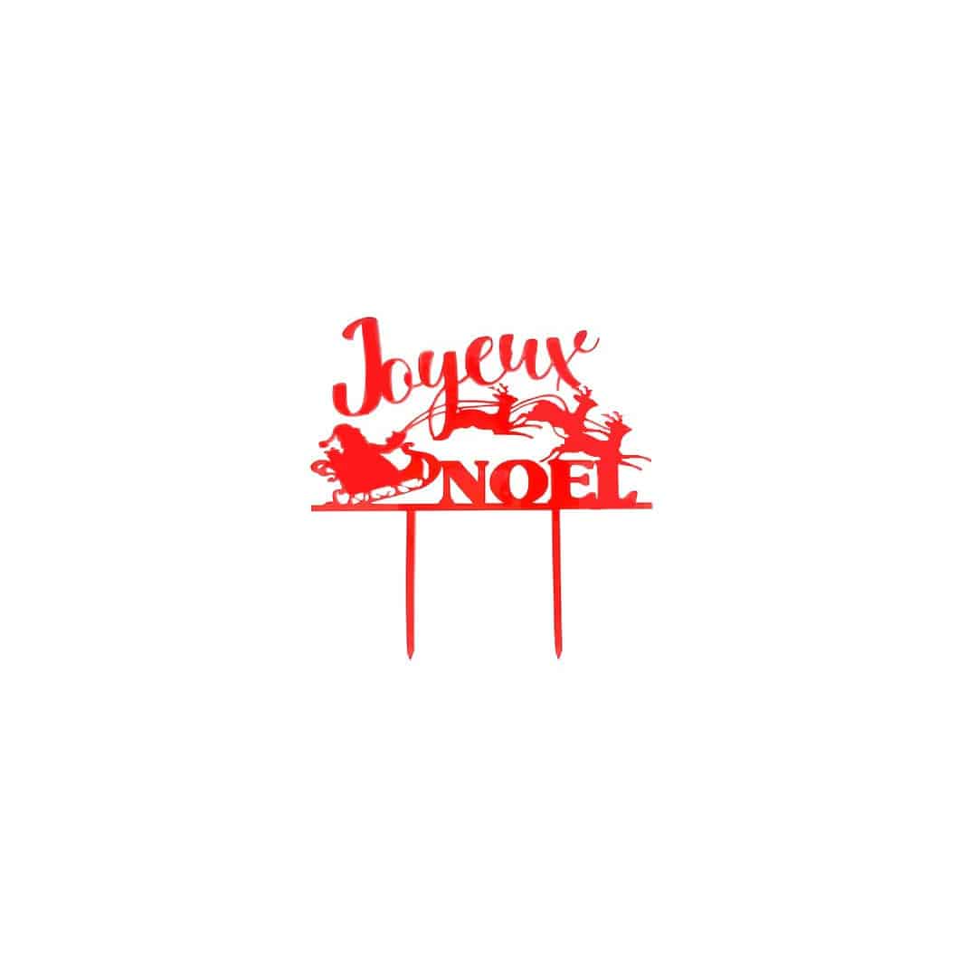 cake topper rosso Joyeux Noel per torta di Natale