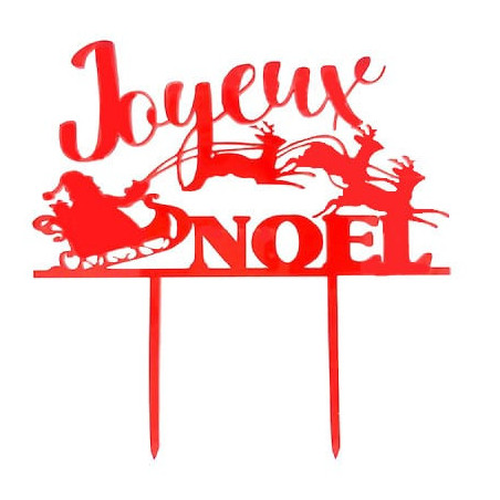 cake topper rosso Joyeux Noel per torta di Natale