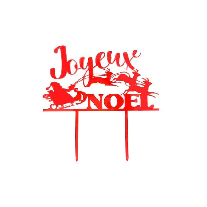 cake topper rosso Joyeux Noel per torta di Natale