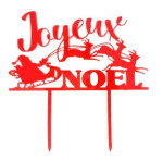 cake topper rosso Joyeux Noel per torta di Natale