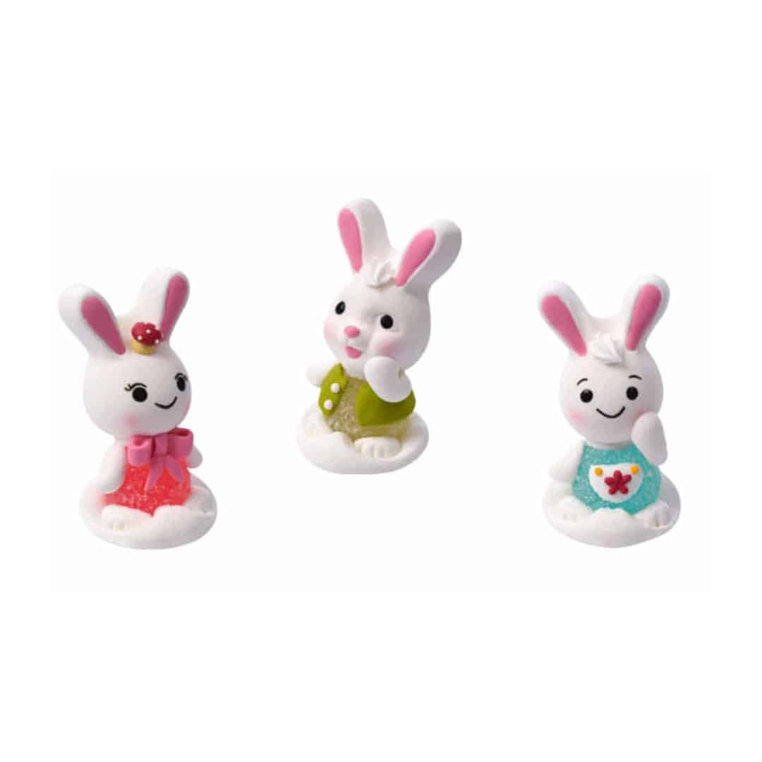 3 coniglietti pasquali di zucchero