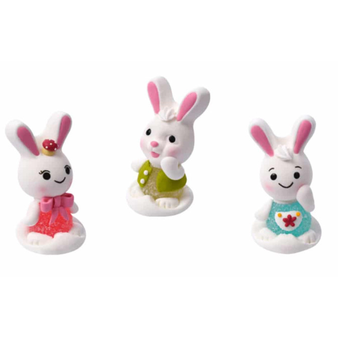 3 coniglietti pasquali di zucchero