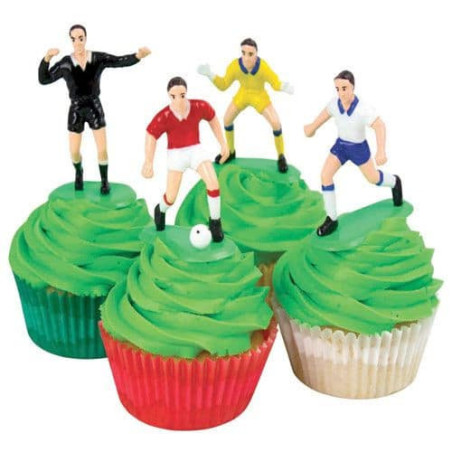 cupcake decorativo con statuetta-giocatore di football