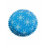 mini pirottini di carta blu per muffin con motivo a fiocco di neve