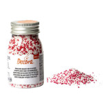 decorazione per torta con palline di zucchero bianche e rosse