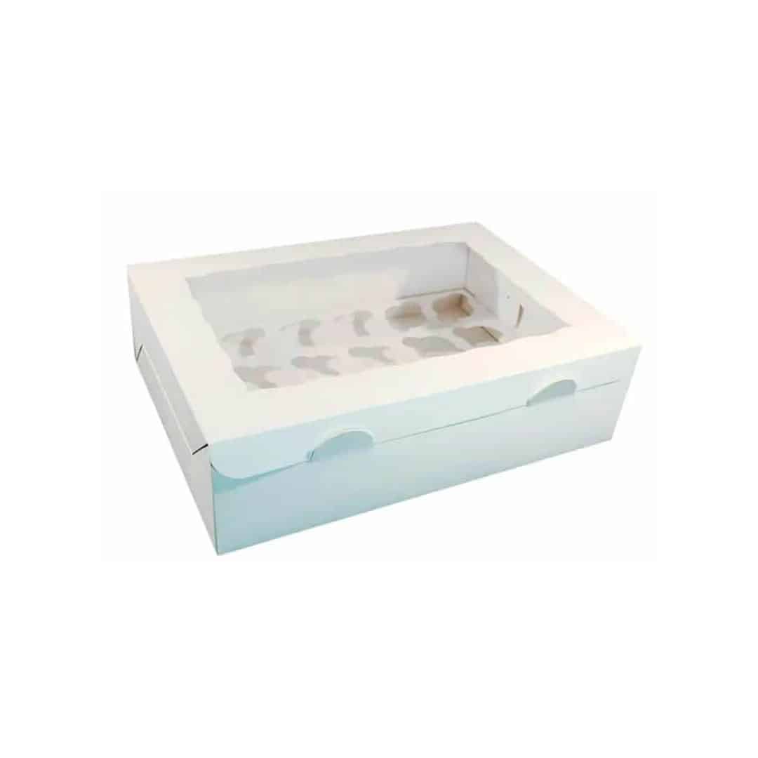 Scatola per 24 mini cupcakes bianchi con inserto