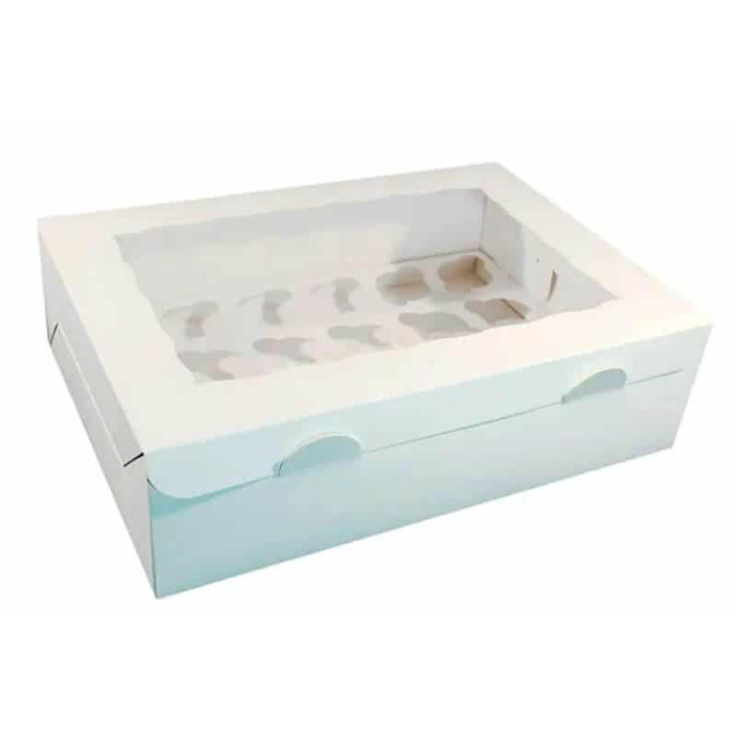 Scatola per 24 mini cupcakes bianchi con inserto