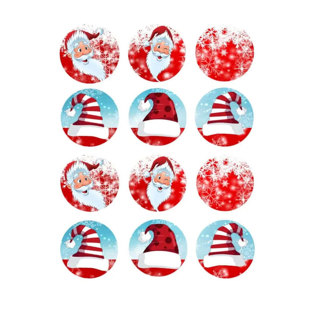 12 decorazioni di zucchero per Babbo Natale per cupcakes di sabbia