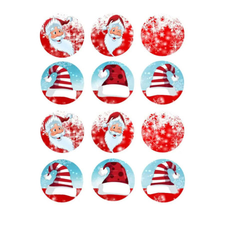 12 decorazioni di zucchero per Babbo Natale per cupcakes di sabbia