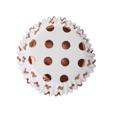 30 pirottini bianchi con pois oro rosa