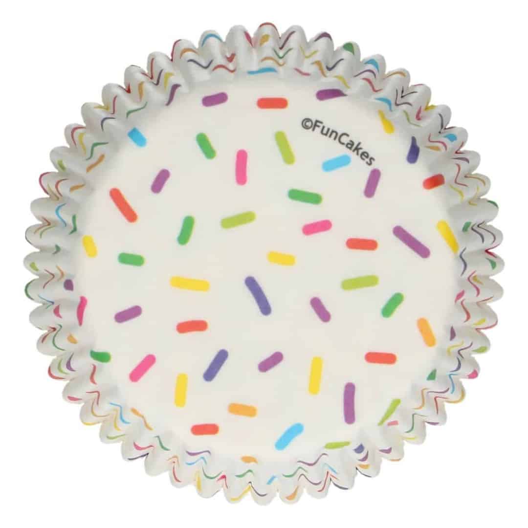 48 Pirottini per cupcake bianchi con decorazione di confetti