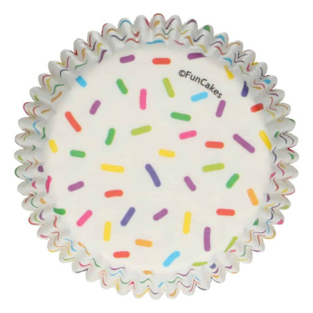 48 Pirottini per cupcake bianchi con decorazione di confetti