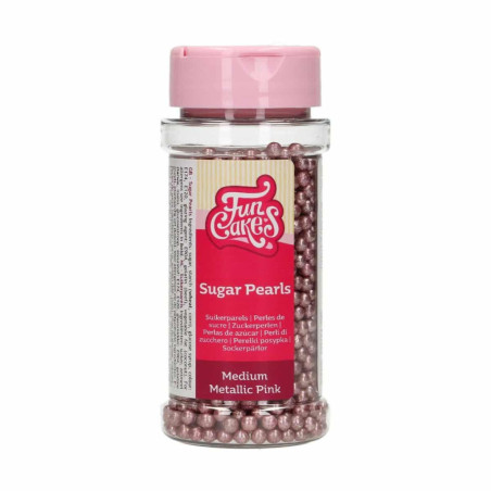 Perle di zucchero rosa metallizzate di Funcakes, 80 g