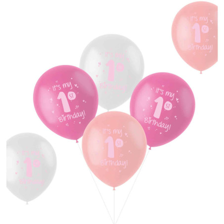 6 palloncini rosa per bambina di 1 anno
