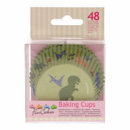 48 pirottini per cupcake con dinosauri e funcake