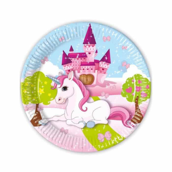 8 piatti di carta unicorno