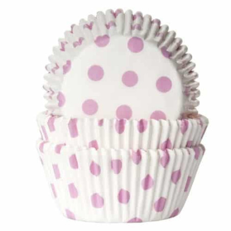 50 pirottini per cupcake rosa a pois