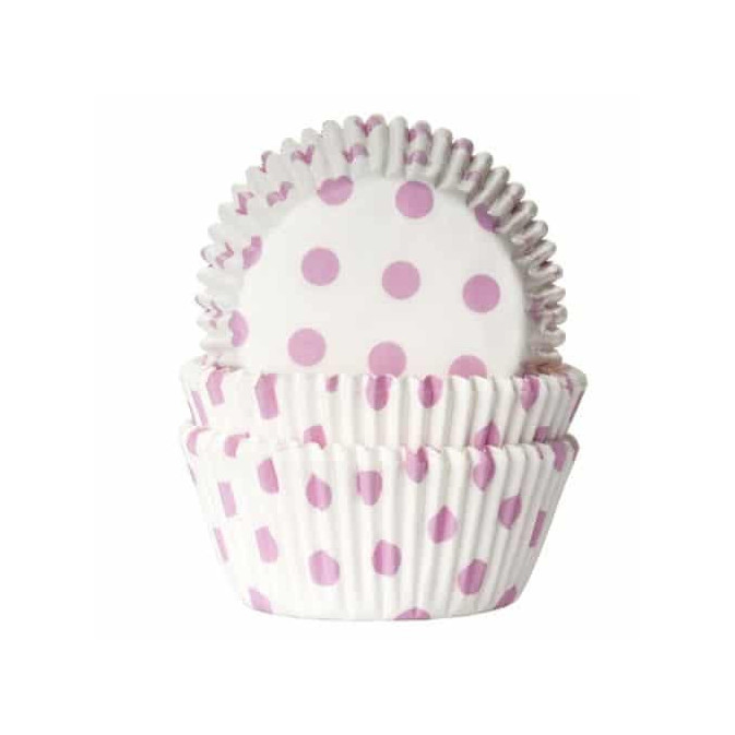 50 pirottini per cupcake rosa a pois