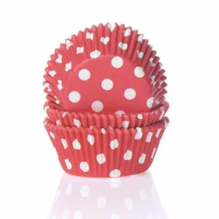 50 pirottini per cupcake a pois rossi