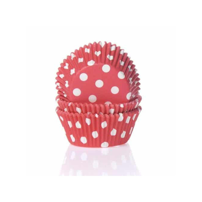 50 pirottini per cupcake a pois rossi