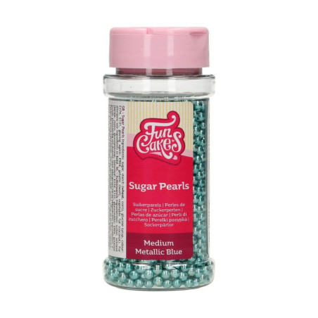 Perle di zucchero blu metallizzate - 80 g - funcakes