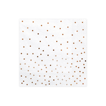 20 tovaglioli di carta bianca con pois rosa-oro