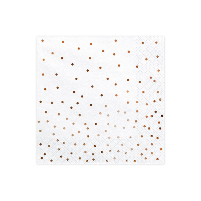 20 tovaglioli di carta bianca con pois rosa-oro