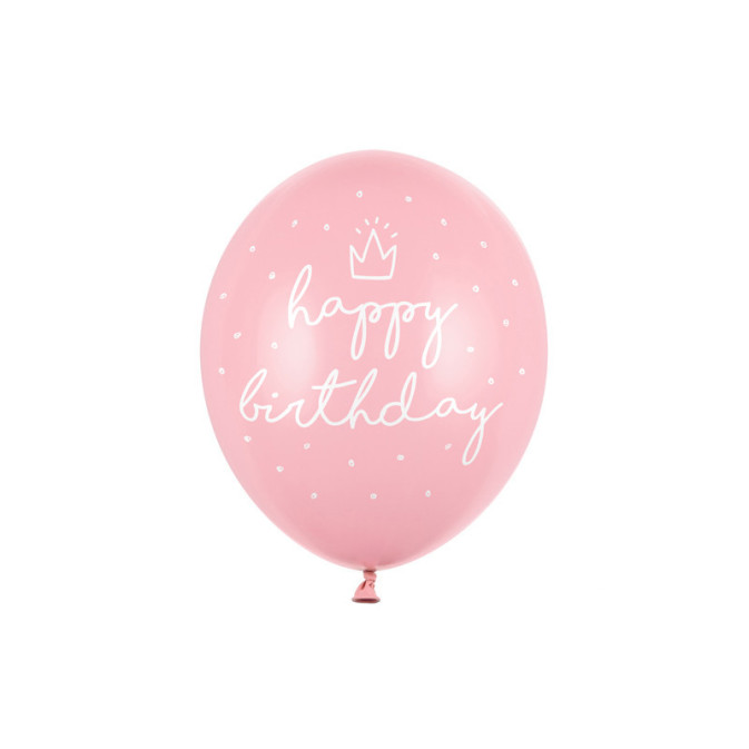 6 palloncini rosa di buon compleanno