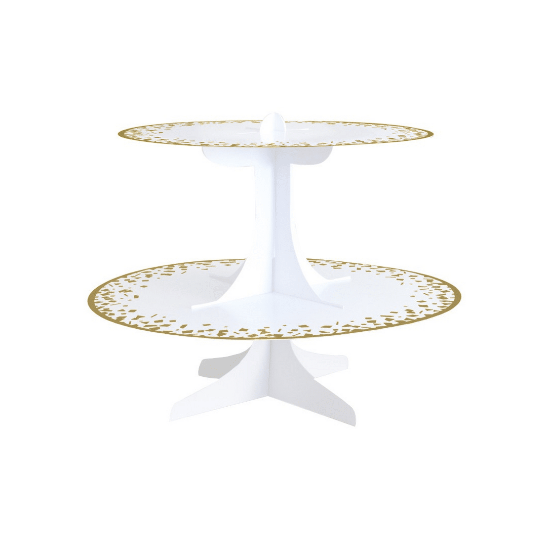 alzata per torta bianca e oro