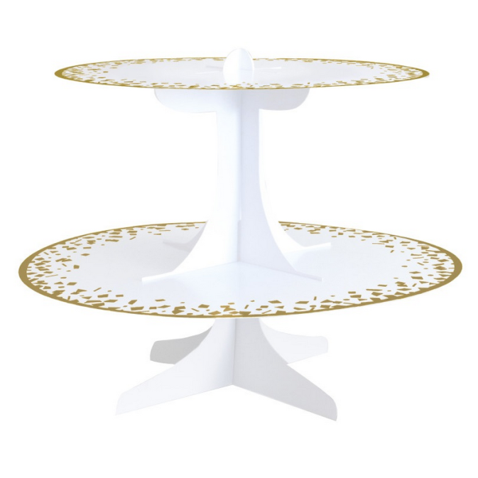 alzata per torta bianca e oro