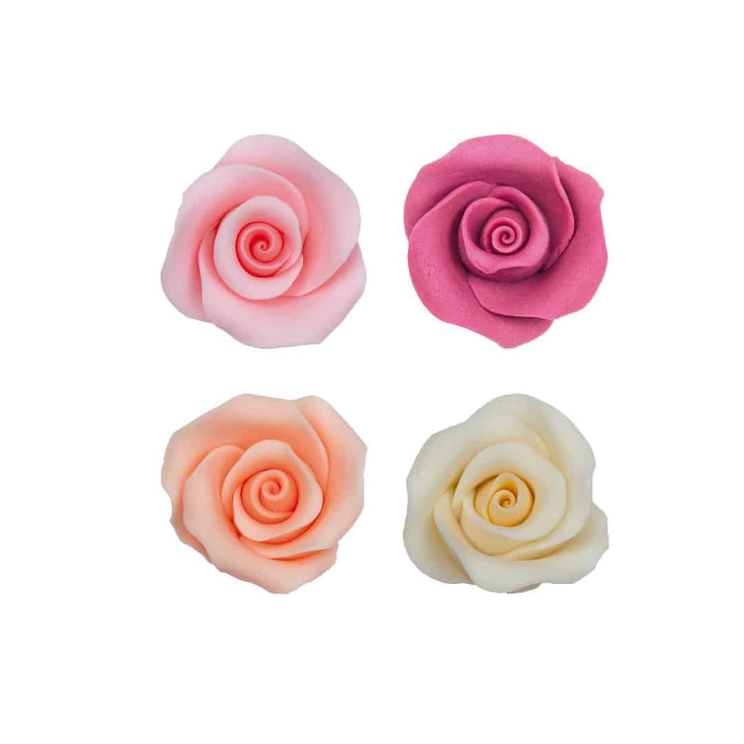 10 rose di zucchero, assortite in 4 colori