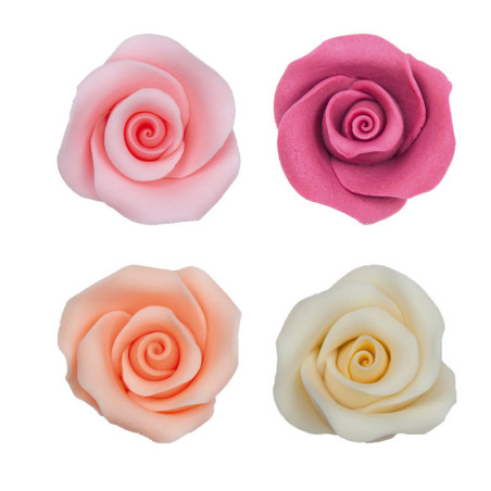 10 rose di zucchero, assortite in 4 colori