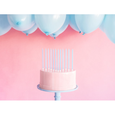6 candele di compleanno lunghe blu pastello