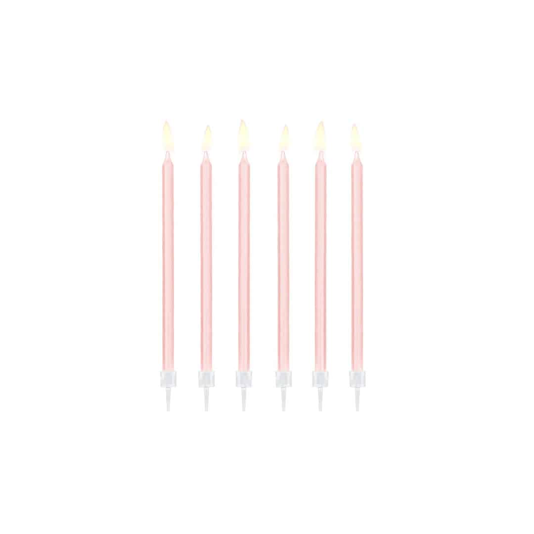 6 candele lunghe rosa pastello