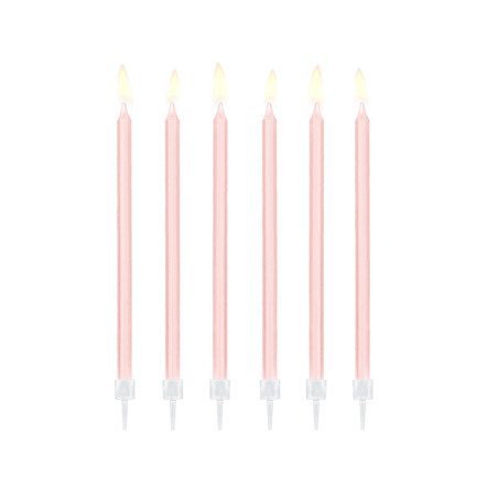 6 candele lunghe rosa pastello