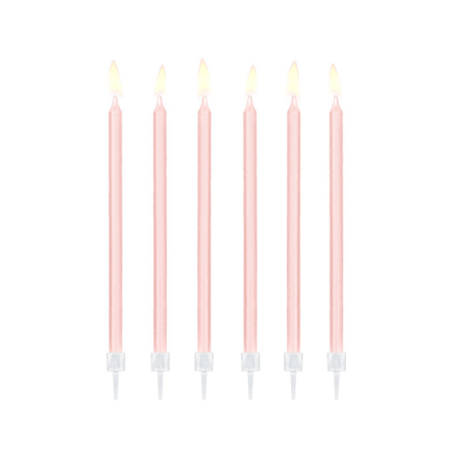 6 candele lunghe rosa pastello