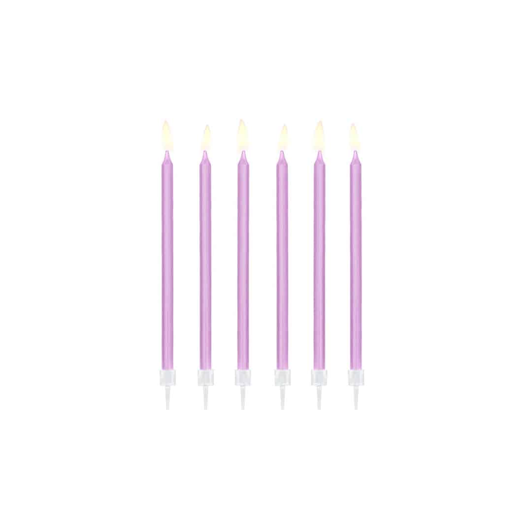 6 candeline lunghe viola per compleanno