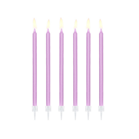 6 candeline lunghe viola per compleanno