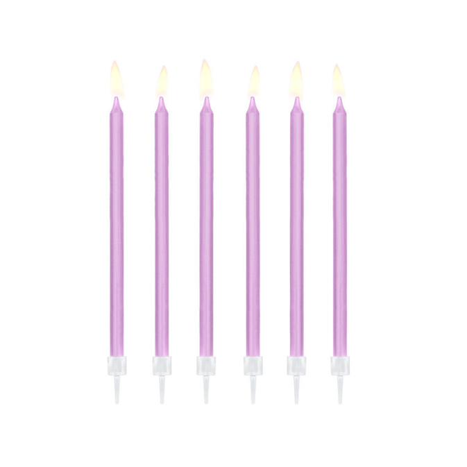 6 candeline lunghe viola per compleanno