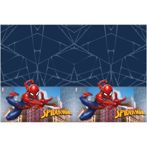 Tovaglia rettangolare in plastica per compleanno con tema Spiderman e l'eroe combattente del crimine, 120 x 180 cm