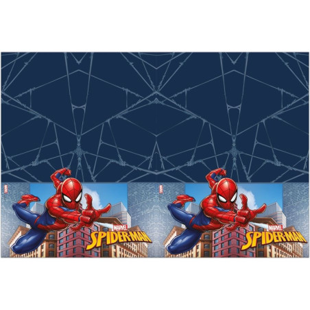 Tovaglia rettangolare in plastica per compleanno con tema Spiderman e l'eroe combattente del crimine, 120 x 180 cm