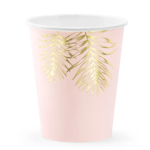 tazze rosa con fogliame oro