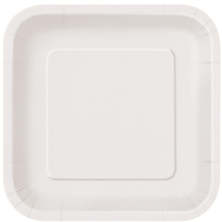 Piatti quadrati in cartone da 14 pezzi, colore bianco